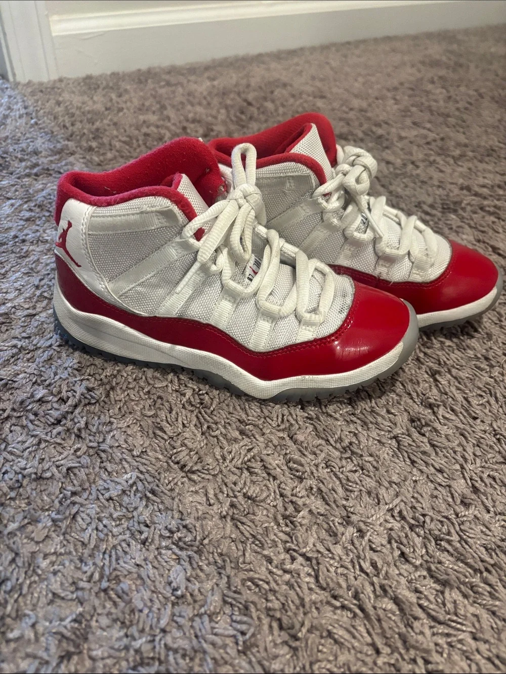 Jordan Kids Red and White High-Top Sneakers